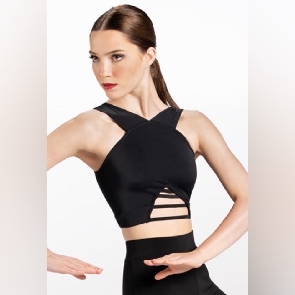 Balera Black Lattice Front Crop Top Style MT10485